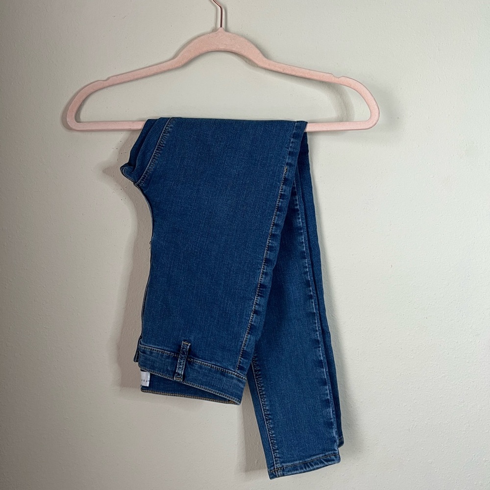 Topshop Mid Blue Belt Loop Joni Jeans